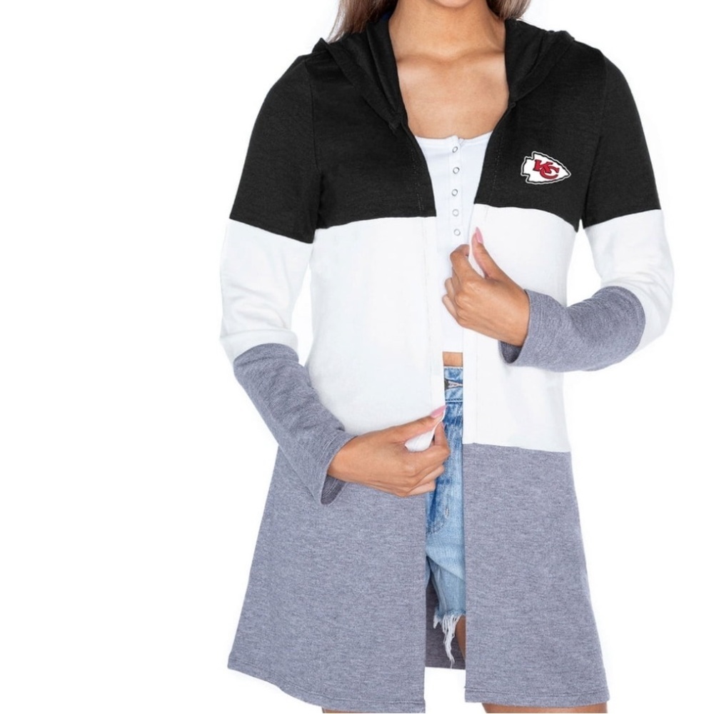 Woman’s Gameday Couture Kansas City Chiefs Colorblock Hooded Cardigan Sz L